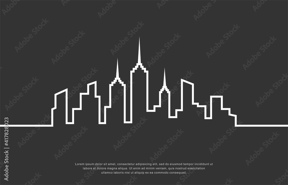 modern city skyline, design template, vector illustration.