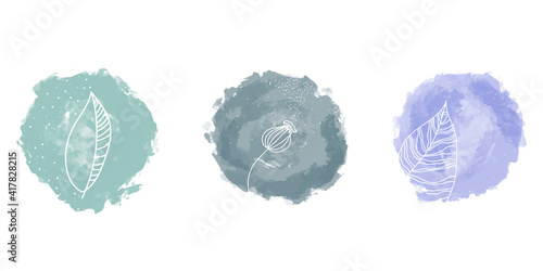 Set of abstract story highlight covers icons. Round watercolor highlight backgrounds for social media stories. Stylish design elements for beauty shop, bloggers, social, page cover, wedding elements