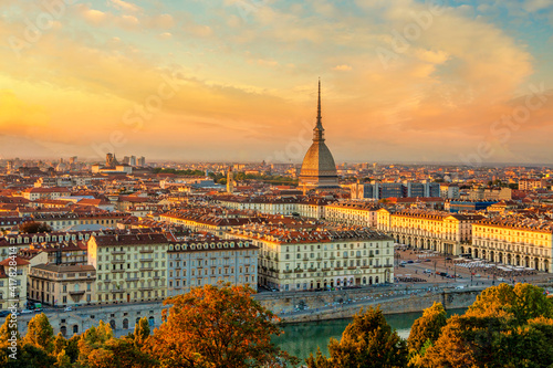 Top view of Turin centre with Mole Antonelliana, Italy. © Vladimir Sazonov