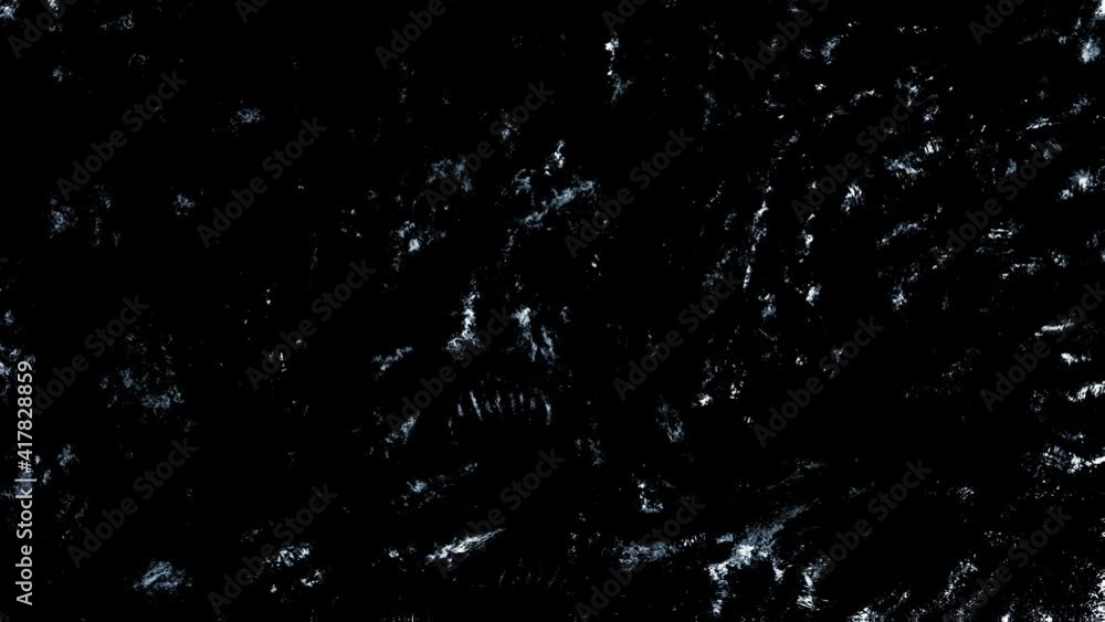 Terrible evil skull abstraction in small debris. Dark animation horror ...