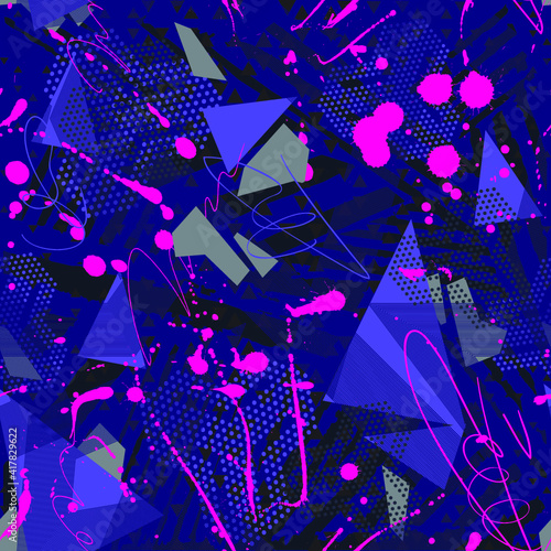 Seamless abstract sport pattern . Grunge background for textile, sport wear, graphic tees and more. 