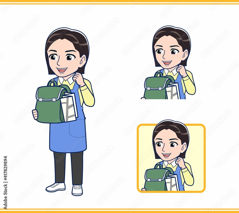 エプロンをしたお母さんのイラスト