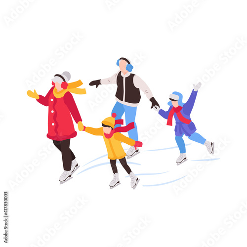Skating Family Isometric Composition