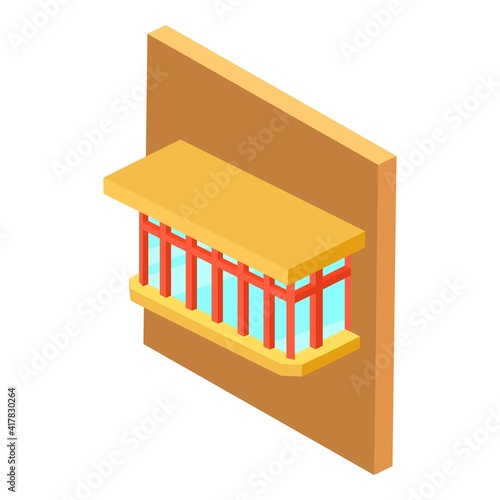 Glazed balcony icon. Isometric illustration of glazed balcony vector icon for web