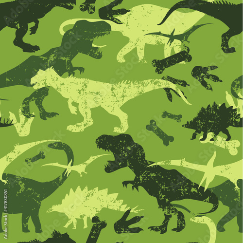 Seamless  silhouette  Dino pattern, print for T-shirts, textiles, wrapping paper, web. Original design with t-rex, dinosaur.  grunge design for boys and girls