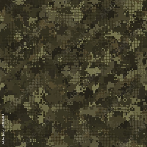 Digital camouflage seamless pattern military geometric camo background