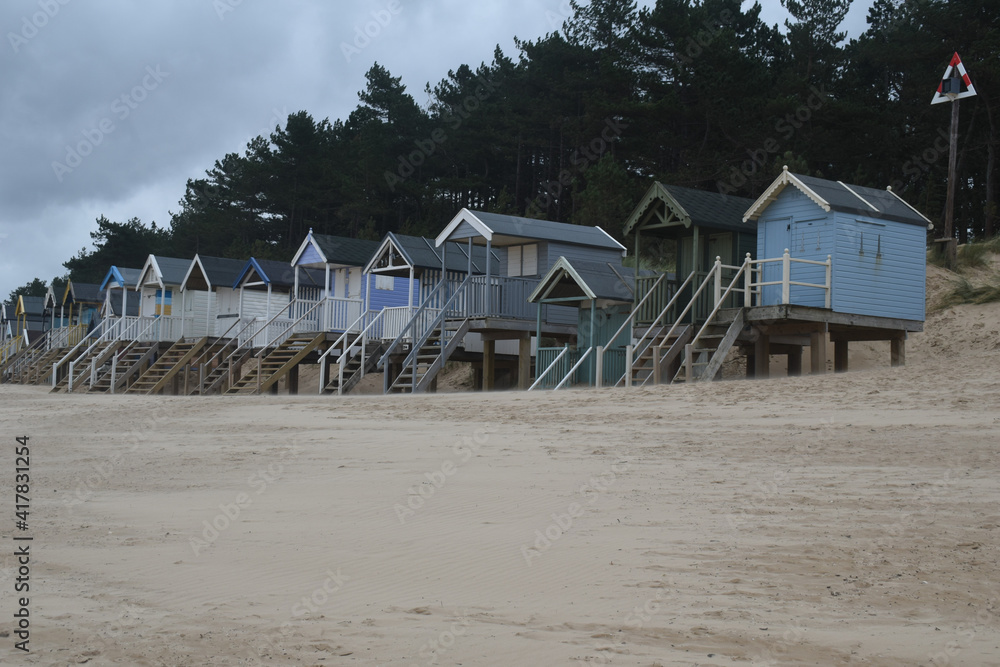 Charming beach huts at Wells-next-the-sea on the North Norfolk coast Charming beach huts at Wells-next-the-sea on the North Norfolk coast