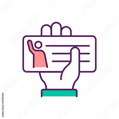 Economic impact payments RGB color icon. Tax return. Put paycheck directly in bank and credit union account. Reduce risk of lost money. Cash or paper check. Isolated vector illustration