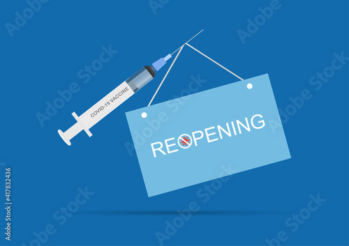 Reopening banner after vaccination for coronavirus outbreak