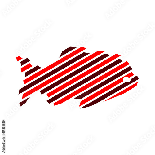 Fototapeta Naklejka Na Ścianę i Meble -  Pacu or piranha fish logo template with geometric stripes line art illustration in flat design monogram symbol