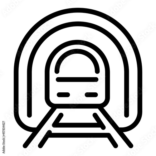 Train in tunnel icon. Outline train in tunnel vector icon for web design isolated on white background