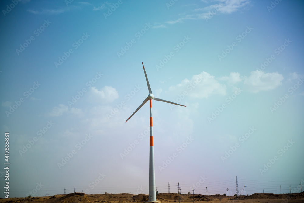 Indian Windmill in Desert at Jaisalmer Rajasthan India Indian Windmill in Desert at Jaisalmer Rajasthan India