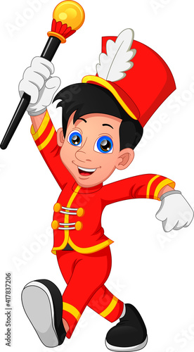 cute boy wearing marching band leader costume