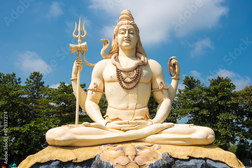 Jabalpur / India 13 October 2018 The 76 feet tall Lord Shiva statue at Kachnar City Shiva Temple in Jabalpur city central Indian Madhya Pradesh