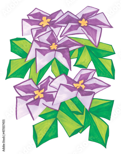 Geometric composition of lilac spring flowers