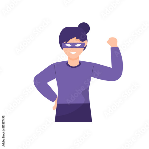a concept or metaphor of a heroine, a strong woman, a mighty woman. Happy International Women's Day and Mother's Day. girls wearing superhero masks. flat style. vector design illustration