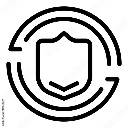 Shield protection icon. Outline shield protection vector icon for web design isolated on white background