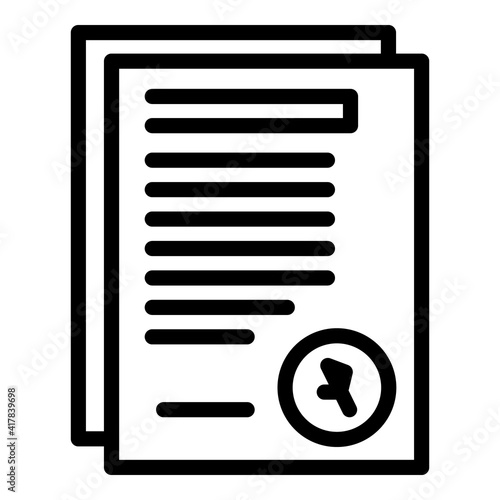 Assistance documents icon. Outline assistance documents vector icon for web design isolated on white background