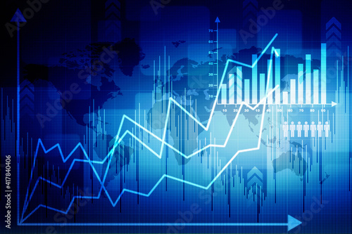 2d rendering Stock market online business concept. business Graph 