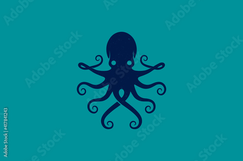 Blue Octopus Animal Logo Design