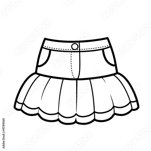 Denim bunk skirt outline for coloring on a white background