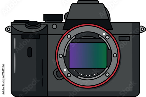 Verctorgraphic of a mirrorless alpha camera without a lens
