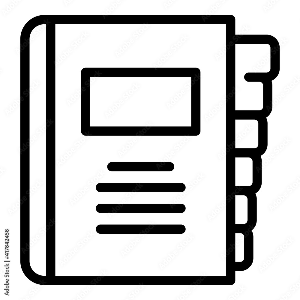 Contacts book icon. Outline contacts book vector icon for web design isolated on white background Contacts book icon. Outline contacts book vector icon for web design isolated on white background
