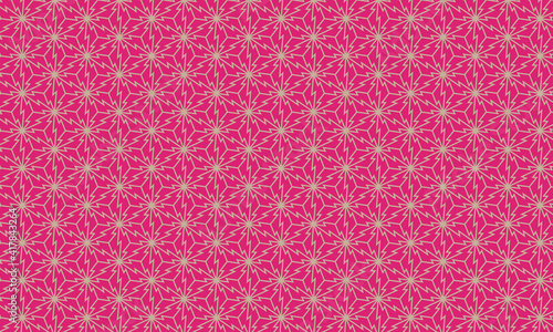 和柄素材　松皮麻の葉　シームレスパターン　ピンク　ゴールド