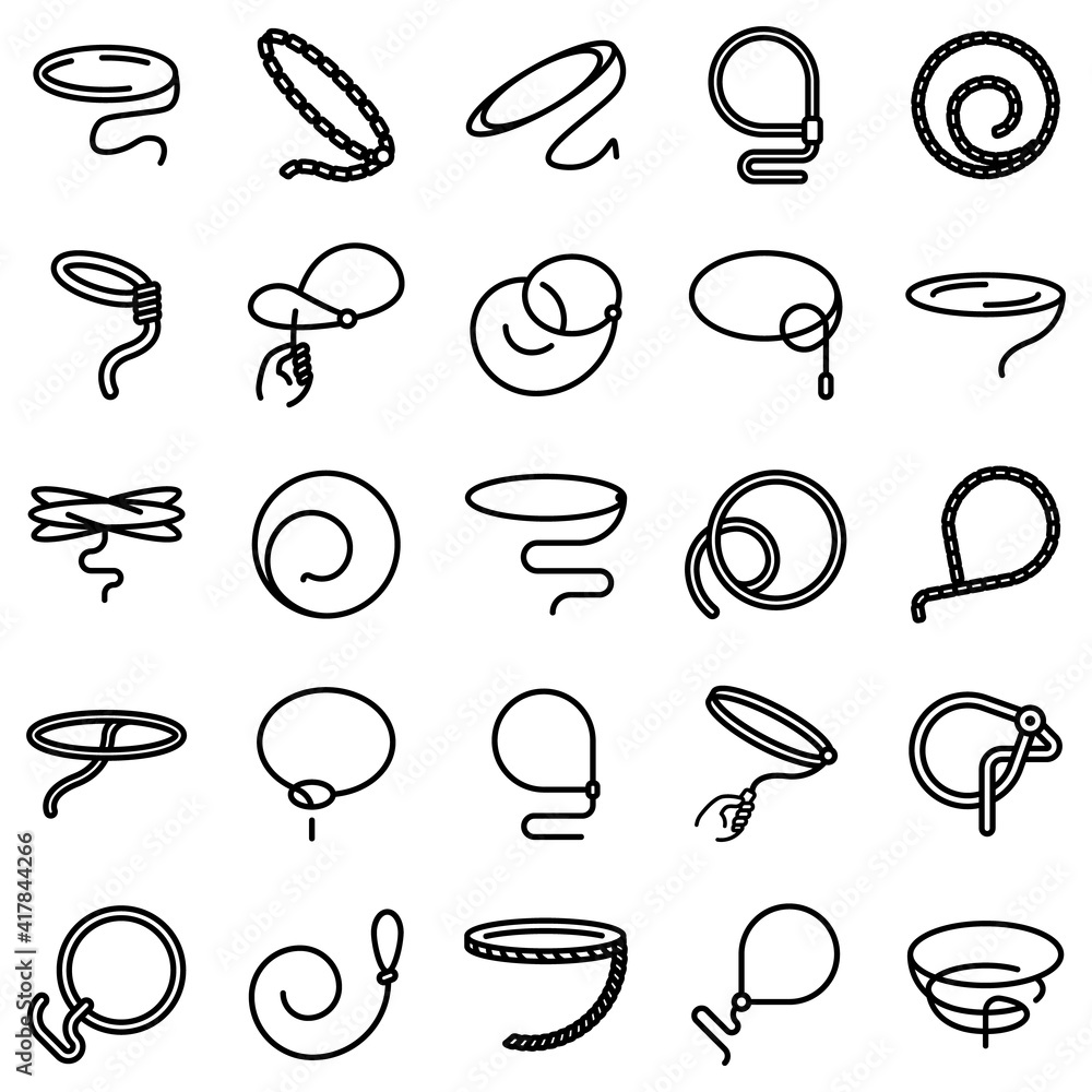 Lasso icons set. Outline set of lasso vector icons for web design