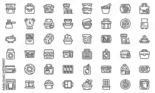 School breakfast icons set. Outline set of school breakfast vector icons for web design isolated on white background
