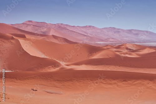 Horizontal shot of the sand dunes in the namibian desert of Sossusvlei