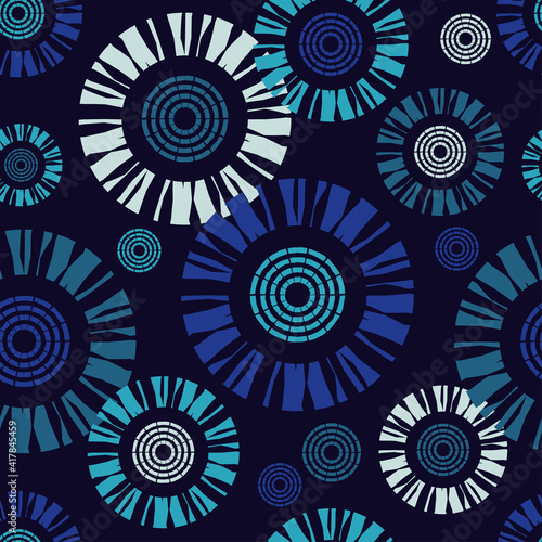 Polka dots seamless pattern. Mosaic of ethnic figures. Patterned texture. Geometric background. Vector illustration for web design or print.