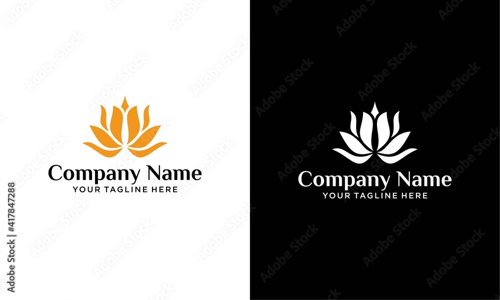 Luxury flower lotus logo design gold