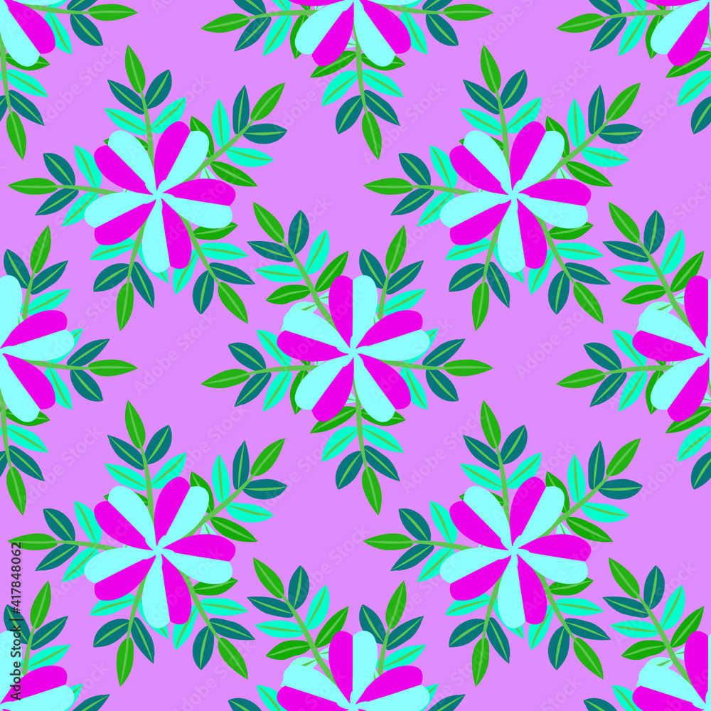 Fototapeta premium Dog rose seamless pattern, floral illustration.