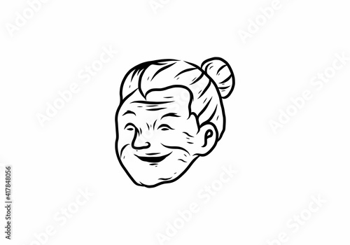 Line art drawing of grandma head