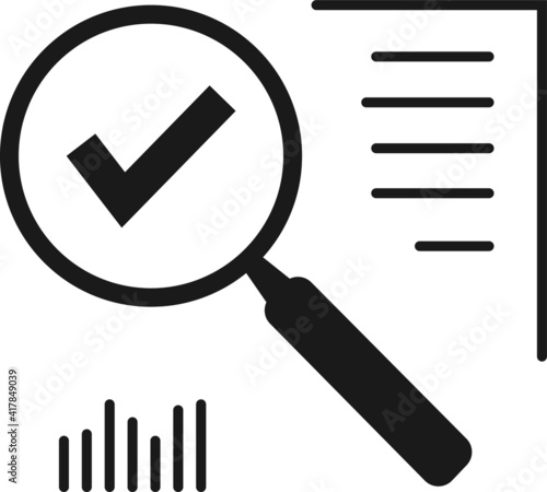 Magnifying glass like audit assess icon. identification vulnerable or advisor job in business icon