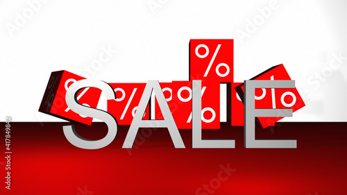 The inscription sale on the background of 3d blocks with the icon percentages