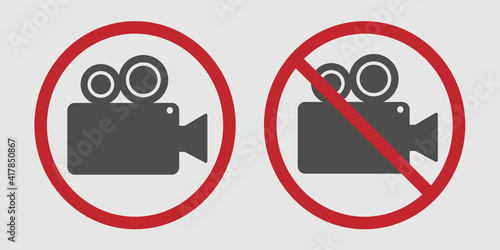 Do not use camera prohibition. Vector signs illustration on a light grey background.