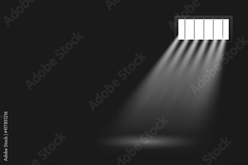 Prison room window with bars