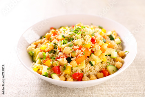 bowl of vegetarian couscous and herbs