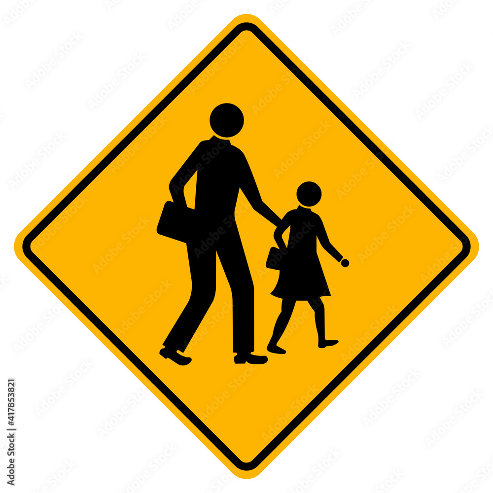 Warning School Traffic Road Sign Warning School Traffic Road Sign