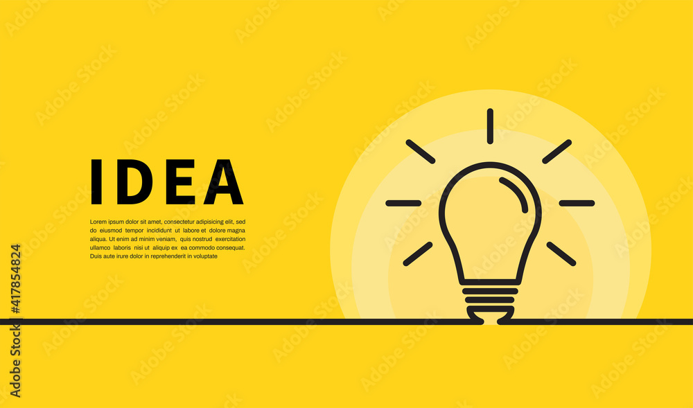 Light bulb icon on yellow background. Energy and thinking symbol. Creative idea and inspiration concept. Elements for design sites. Vector illustration Light bulb icon on yellow background. Energy and thinking symbol. Creative idea and inspiration concept. Elements for design sites. Vector illustration