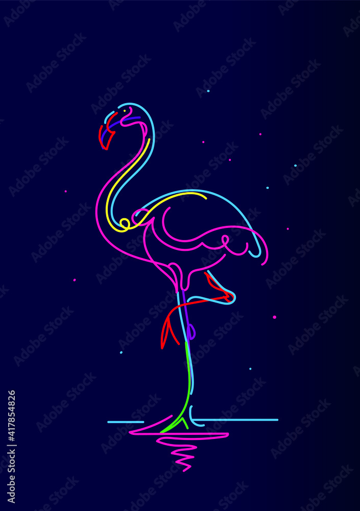 Fototapeta premium Flamingo neon sign vector illustration