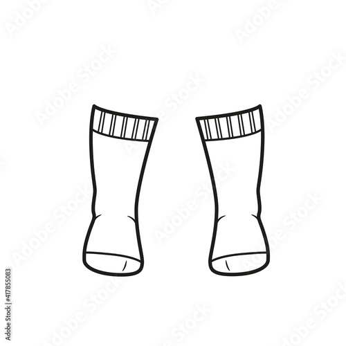 high knee socks for girl outline for coloring on a white background