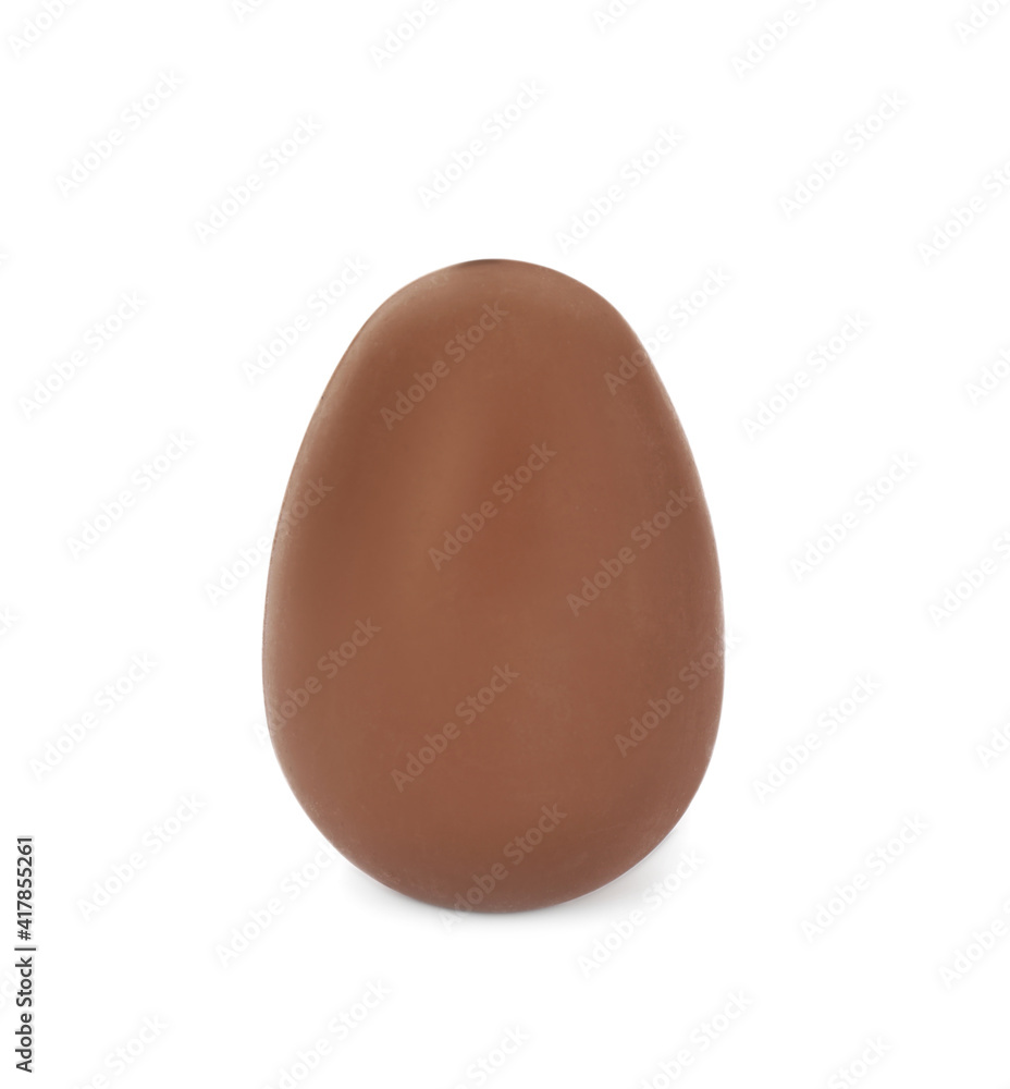 One sweet chocolate egg isolated on white One sweet chocolate egg isolated on white