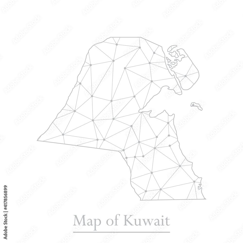 Vector map of Kuwait with trendy triangles design polygonal abstract. Vector illustration eps 10. Vector map of Kuwait with trendy triangles design polygonal abstract. Vector illustration eps 10.