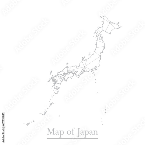 Vector map of Japan with trendy triangles design polygonal abstract. Vector illustration eps 10.