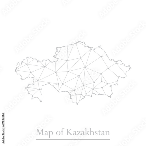 Vector map of Kazakhstan with trendy triangles design polygonal abstract. Vector illustration eps 10.