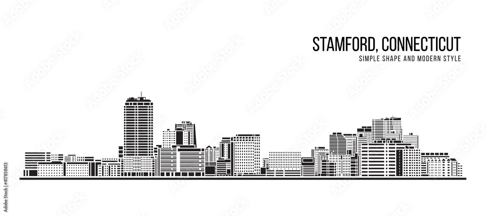 Cityscape Building Abstract Simple shape and modern style art Vector design - Stamford city, Connecticut