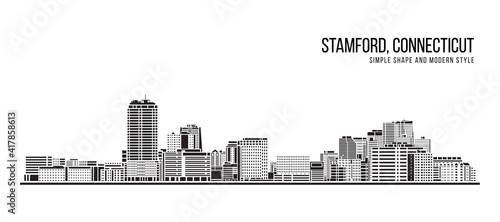 Cityscape Building Abstract Simple shape and modern style art Vector design - Stamford city  Connecticut